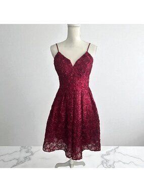 NICOLE MILLER Scarlet Rosette Detail Line Dress Size 8